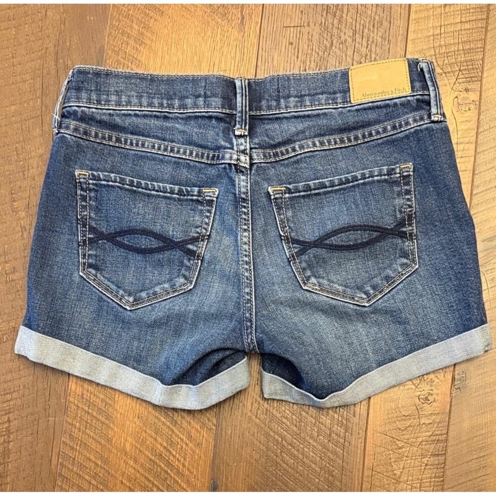 Abercrombie & Fitch Womens Low Rise Denim Shorts Cuffed Blue Y2K RN75654 Size 00 - Picture 3 of 7